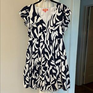 THML Navy and White Abstract Dress